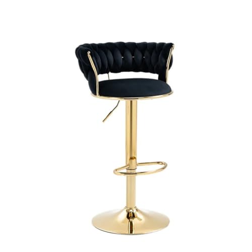 Générique Lot De 1 Tabourets De Bar Pivotants à 360°,avec Dossier Tressé, Repose-Pieds Et Pieds Dorés,Chaises De Bar Réglables en Velours...