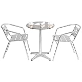 アルミガーデンテーブル セット 3点セット チェア2脚 丸型/四角テーブル スタッキング可能 アウトドア庭 ベランダ テラス ガーデンファニチャー (60CMテーブル, 丸型3点セット)