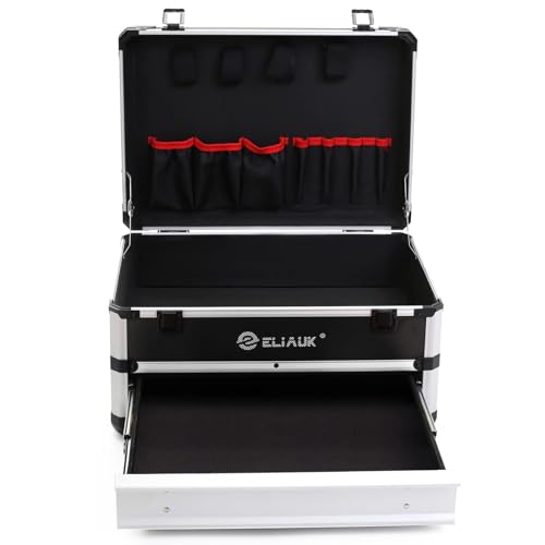 ELIAUK Tool Box Hard Case Tool Organizer Storage Cabinet Carry Case Tool box with Drawers(Silver) - Image 4