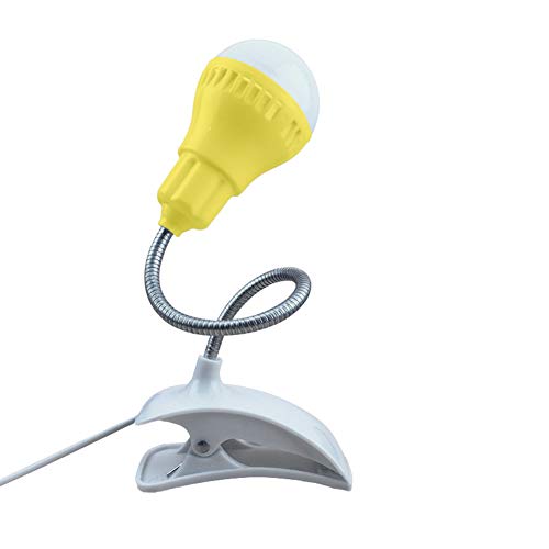 Lampe LED protection des yeux avec clip et bras flexible jaune pour lit et bureau