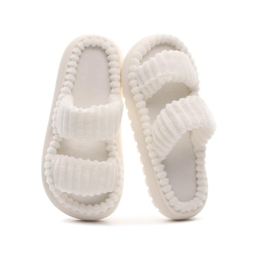 Fuzzy Slippers for Women Open Toe Comfy Memory Foam Bedroom House Shoes - Main Image
