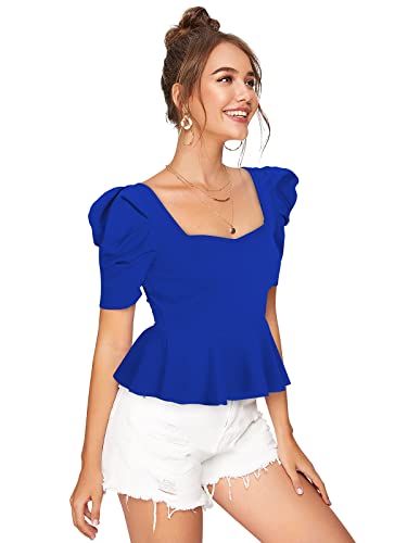 Image of ILLI LONDON Women's Puff Sleeve Peplum TOP