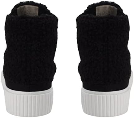 PepStep Women's Fashion Platform High Top Sneakers, Cute Corduroy or Faux Lamb's Fur Upper，Memory Foam Insole,Trendy Slim Shoe Lace(White,7) | Image 2