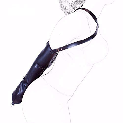 Bondage Armbinder Monoglove Cuir souple BDSM Extreme Tight Sangles de bondage de bras Avec bretelles et fermeture éclair Attache Sac de retenue érotique Straitjacket Bondage Fetish For Couples,Black