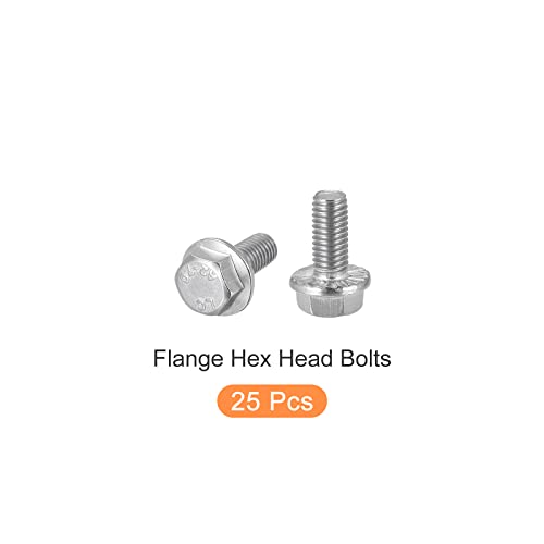 Image of METALLIXITY Flanged Hex Head Bolts (M8x20mm) 25pcs, Hexagon Flange Bolt Carbon Steel Screw - for House Construction Hardware Fasteners