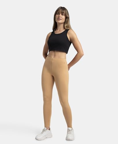 Image of Jockey AW87 Women's Super Combed Cotton Elastane Stretch High Rise Leggings with Ultrasoft Waistband