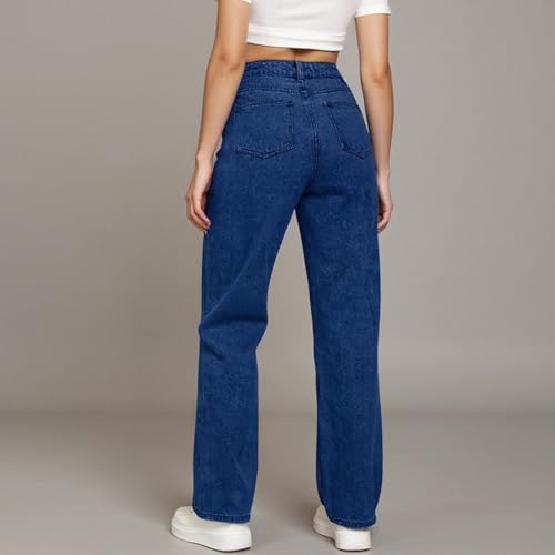 Straight Leg Jeans for Women High Waist Stretch Boyfriend Baggy Jeans Colored Wide Leg Jean Mom Denim Palazzo Pants4
