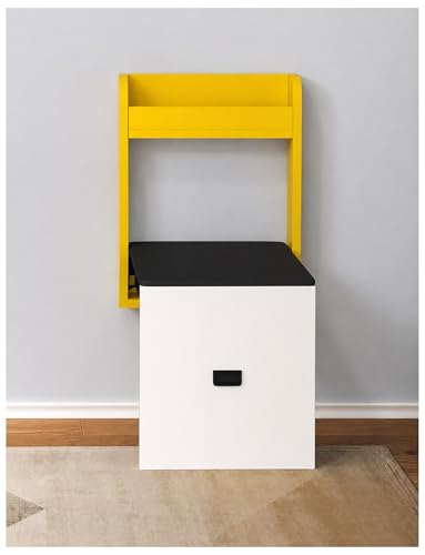 Genérico Banco Zapatero Detrás de la Puerta, Banco Abatible de 40 cm de Ancho con Fondo Plegado de 7 cm, Cojín de PU y Bandeja Superior, para Entrada, Pasillo y Armario(F)