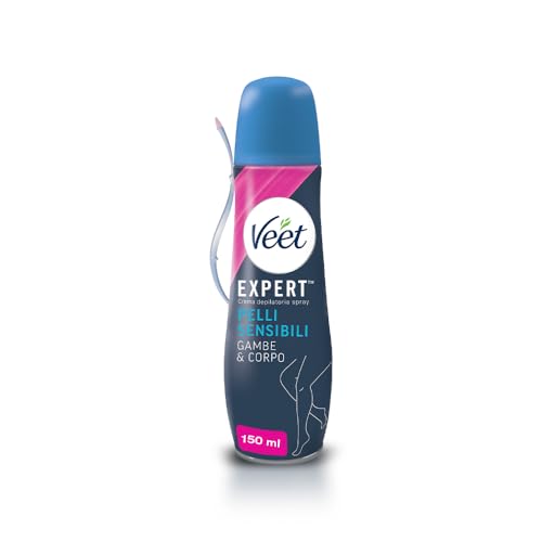 Veet Crema Depilatoria Spray Corpo, Gambe, Ascelle e Zona Bikini per Pelli Sensibili,...