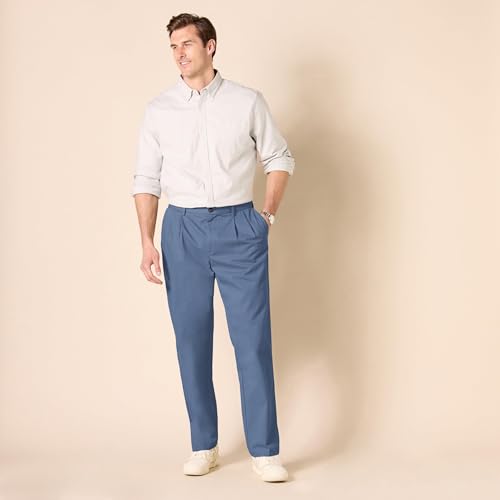 Amazon Essentials Men's Classic-Fit Wrinkle-Resistant Pleated Chino Pant, Indigo Blue, 28W x 30L - image 7
