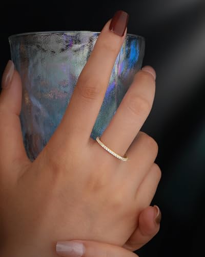 COCHARM 14K Gold Plated Promise Rings 925 Sterling Silver Rings Wedding Bends for Women Cubic Zirconia Engagement Rings for Women Size 7-122