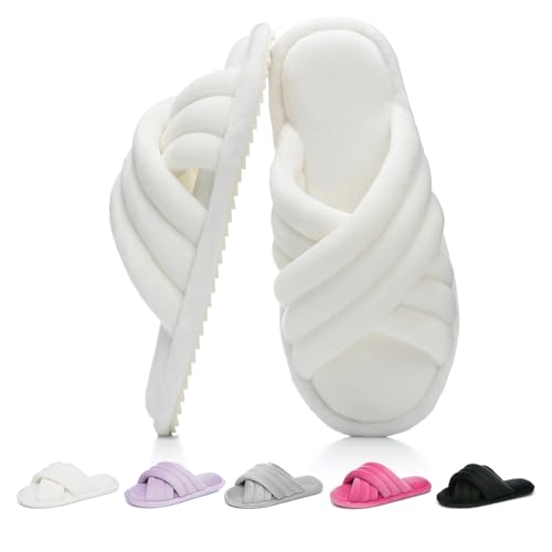 Image of GOEWY Cross Band Slippers for Women with Cozy Memory Foam Machine Washable