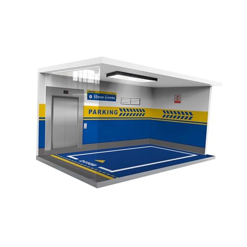 Milageto Modelos a Escala 1/18, Estuche de exposición para Coche, simulación de Garaje, estacionamiento con Luces, Escena de vehículo acrílico, Juguete, Azul