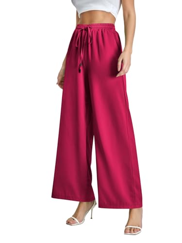Women's Knot Front Wide Leg Pants High Waisted Casual Lounge Pants Trousers3