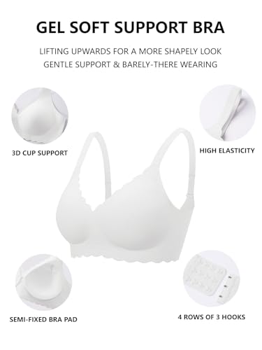 COCOMARTS Jelly Bras for Women No Underwire Push Up Bra White,M - image 5