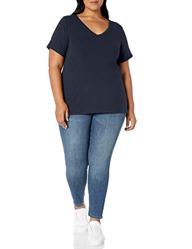Image of Amazon Essentials Women's Plus Size Short-Sleeve V-Neck T-Shirt