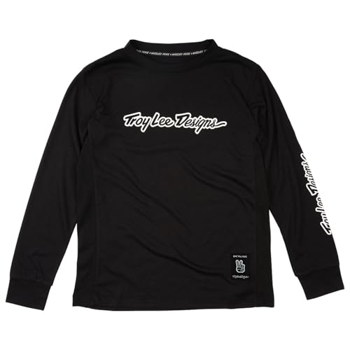 Troy Lee Designs - Youth Skyline Ride Long Sleeve TEE; Signature Black/Real Teal LG