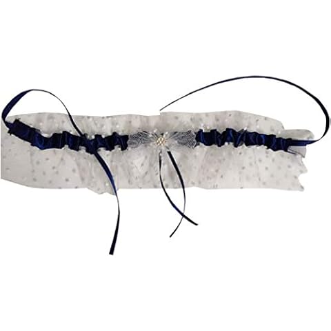 White Flowers Lace Faux Pearls Garters Various Styles for Brides/Valentine Day/Anniversary/Weddings … (One Size, White Lace/Blue Satin), White Lace/Blue Satin, One Size Cover