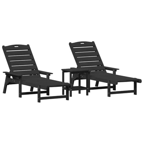 Genérico Tumbona 3 pcs Negro Polietileno,Mobiliario,Muebles de jardín,Asientos de Exterior,Tumbonas,Negro,59.28 kg,3335856