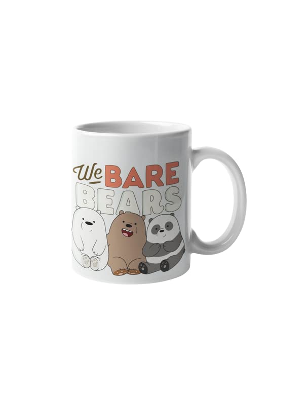 FOKAT We Bare Bear Grizzly, Ice & Panda Bear Cartoon Premium Printed Ceramic Mug for Coffee, Tea, Milk | White