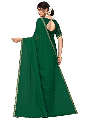 Image of SIRIL Women's Lace & Peral Work Saree with Unstitched Blouse Piece