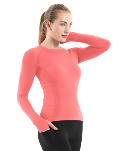 Image of MathCat Seamless Workout Shirts for Women Long Sleeve Yoga Tops Sports Running Shirt Breathable Athletic Top Slim Fit XS-XL