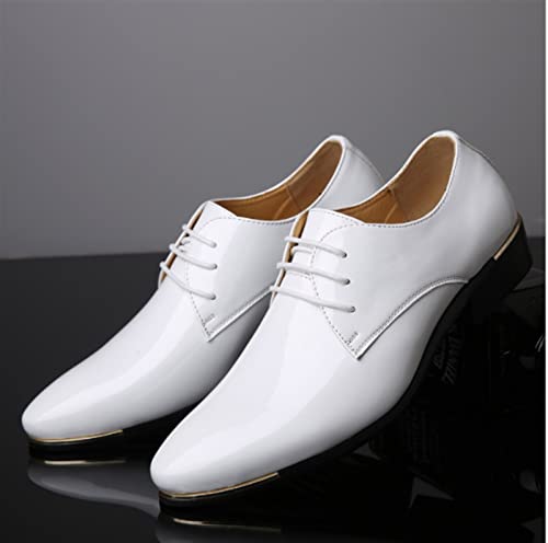 HOOENG Dress Oxford Formal Shoes for Men Lace Up White Derby Shoes PU Leather Slip Resistant Rubber Sole Block Heel Low Top Anti-Slip Business2