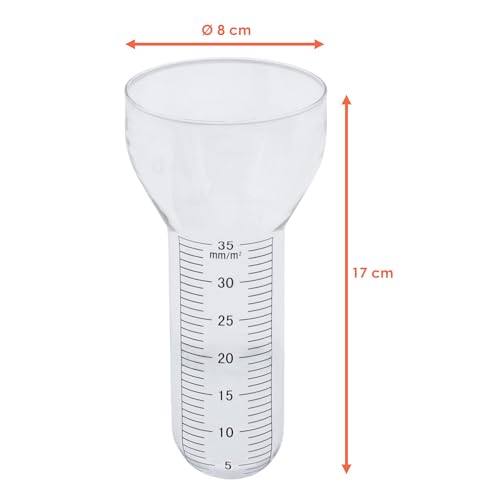 Spetebo XL Ersatzglas mit Skala für Niederschalgsmesser - 17 x 8 cm - Regenmesser für Wetterstationen - Ersatz Zylinder Messglas für Regenwasser Wetterstationzubehör Wassermengenmesser