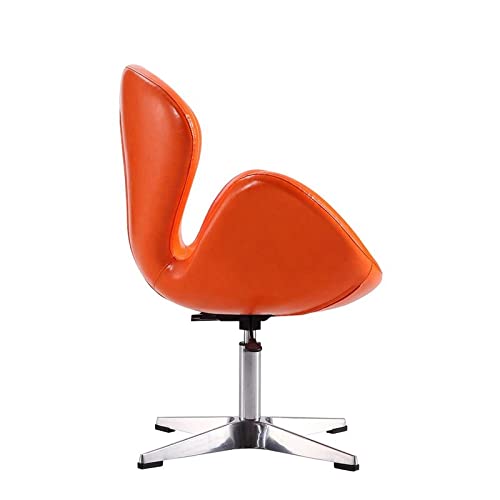 Manhattan Comfort Raspberry Mid Century Modern Living Room Round Seat Leather Accent Chair, 22", Set Of 2, Tangerine #TOP5