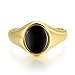 TRUMIUM 18K Gold Plated Signet Rings for Men Women Black Onyx inlay Gold Wedding Bands Lightweight Thick Statement Ring Comfort Fit Size 10