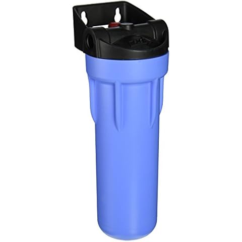 Pentek 3G Slim Line, 1/2 Zoll NPT #10, Unterwaschbecken, blickdichtes Wasserfiltergehäuse, integrierte Halterungskappe mit Druckentlastungsknopf, 10 Zoll, schwarz/blau, Kunststoff Cover