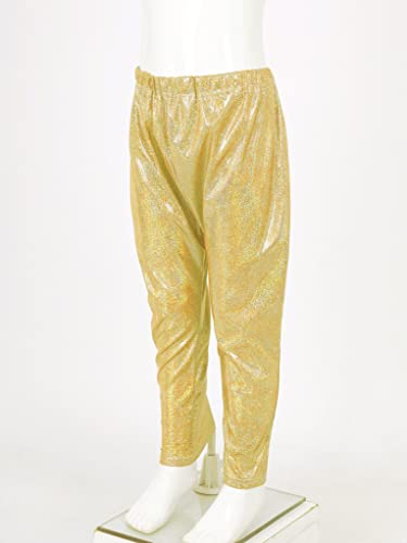 Kids Boys Girls Metallic Shiny Hip Hop Jazz Streetwear Baggy Pants Loose Fit Trousers for Stage Performance Show Gold 9-10 Years4