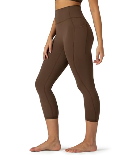 Image of Colorfulkoala Dreamlux No Front Seam Capri Leggings with Pockets for Women - High Waisted 21 inch Buttery Soft Yoga Pants
