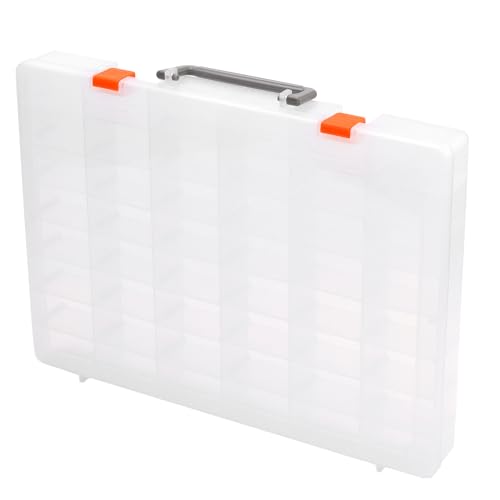 Image of MOUYAT 2 PCS 48 Grids Plastic Bead Organizer Container Craft Storage Box, Clear Compartment Storage Box with Adjustable Dividers for Bead Button Jewelry Small Parts DIY Accessories