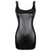 QinYing Wet Look PVC Leather Black Lace up Fancy Mini Dress, One Size