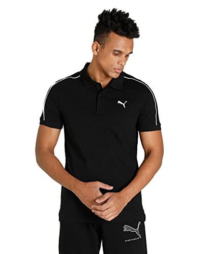 Image of PUMA Cotton Regular Fit Mens Black T-Shirt