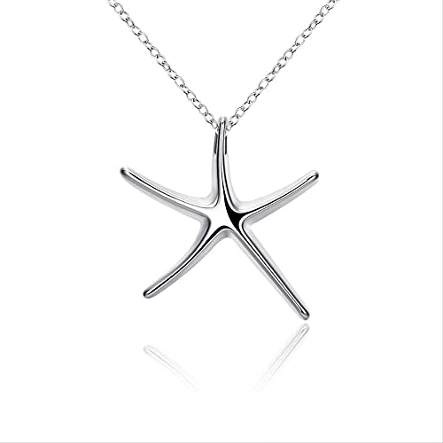 Collier pendentif étoile de mer argent 925 chaîne serpent 18 pouces pour femme