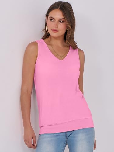 Image of ANRABESS Women Tank Tops Summer V Neck Sleeveless Casual Loose Fit Cute Cami Basic T Shirts Solid Tees 2026 Trendy Outfits