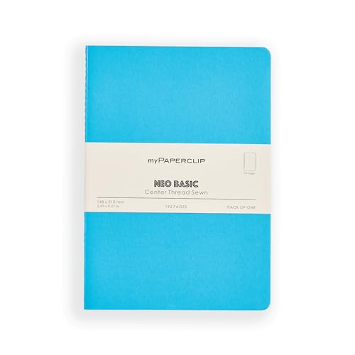 Image of myPAPERCLIP NeoBasic A5 Unruled Notebook | 192 Pages, 80 GSM, 250 GSM Soft Cover, A5 (5.83 x 8.27 in) | Light Blue