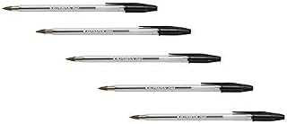 Indigo Black Ballpoint Pens. Quality Stick Biro Pens for Home/School/Office. 0.7mm Medium Encased Nib (10)