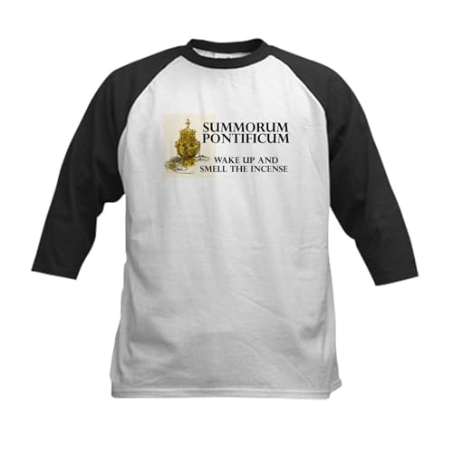 CafePress Summorum Pontificum Kids Baseball Jersey Kids Cotton Baseball Jersey, 3/4 Raglan Sleeve Shirt Black/White