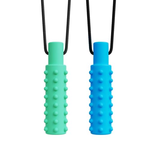 QEDBOJE 2 Piezas Colgante Masticable, Colgante de Silicona para Masticar, Durable y Fuerte Juguete para Masticar, Ideal para Niños y Adultos con Autismo, Autismo Material Sensorial, Bebe, Collar