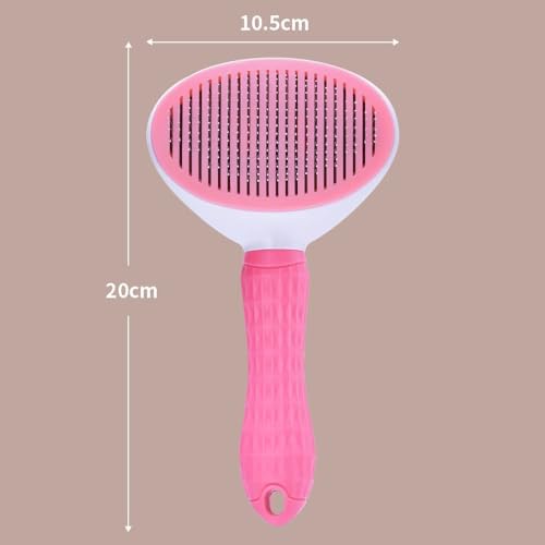Image of Self Cleaning Slicker Brush, Pet Grooming Shedding Brush for Dogs and Cats - Easy to Remove Loose Undercoat, Pet Massaging Tool Suitable for Pets with Long or Short Hair (Pink) (Pink)