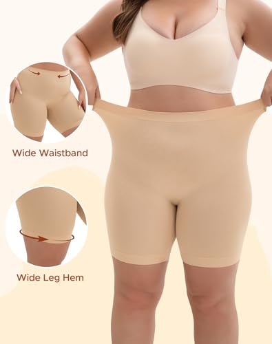 INNERSY Women's Plus Size Slip Shorts for Under Dresses Anti-Chafing Smooth Summer Shorts 3-Pack2