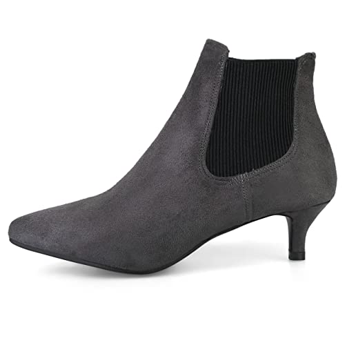 UniqueStride Womens Low Kitten Heel Ankle Boots Pointed Toe Slip On Ankle Chelsea Booties2
