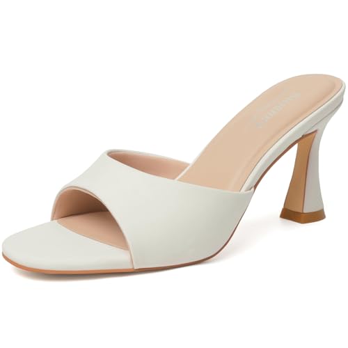 Image of Susanny High Heels for Women Pointed Open Toe Strappy Chunky Block Heels Ankle Strap Stiletto Kitten Heeled Sandals Wedding Bridal Party Prom Sexy Dress Shoes