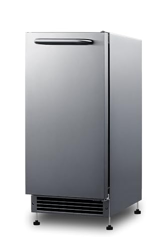 Summit BIM26H34 - Máquina de hielo sin drenaje, 15 pulgadas de ancho, hielo en forma de media luna de 25 libras, acero inoxidable de grado 304 (34 pulgadas, altura estándar, interior)