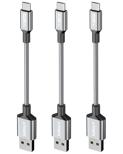 SUNGUY Cable Micro USB, [3 Piezas 0,15m] Cable de Carga Micro USB Trenzado de Nailon de Carga rápida para Android Galaxy S7/S6, Edge J7/J5/J3, Wiko, LG, PS4