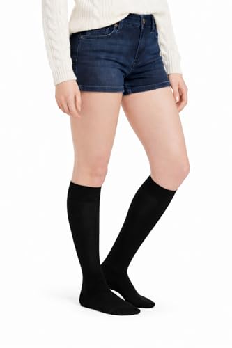 Image of Actifi Women's Sheer Wide Calf 15-20 mmHg Compression Stockings, Knee High, Closed Toe, Moderate Support