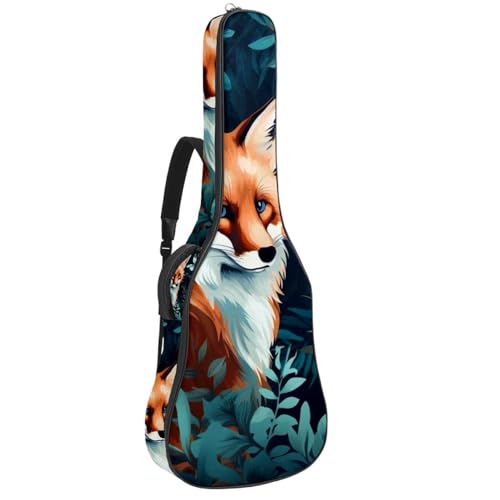 Sac pour guitare acoustique 40-42 pouces avec motif renard multicolore
